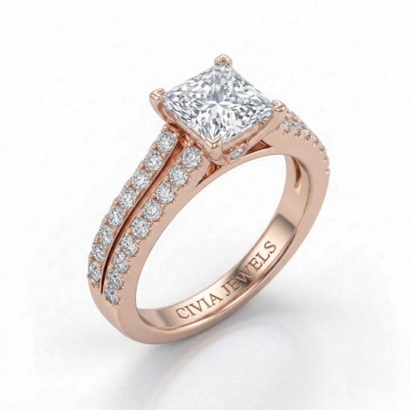 Rose Gold Valerisse Princess Diamond Engagement Ring