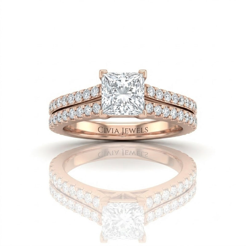 Rose Gold Valerisse Princess Diamond Engagement Ring
