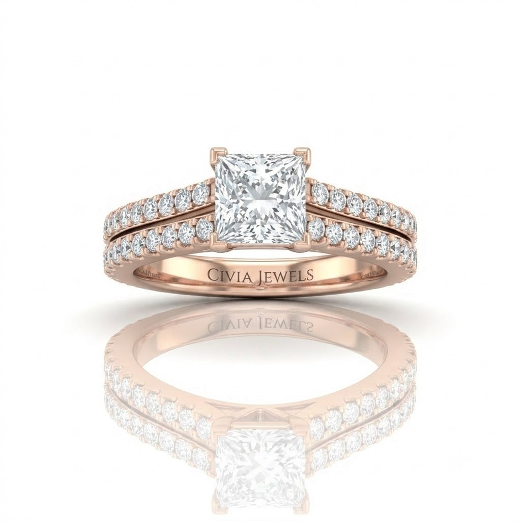 Rose Gold Valerisse Princess Diamond Engagement Ring