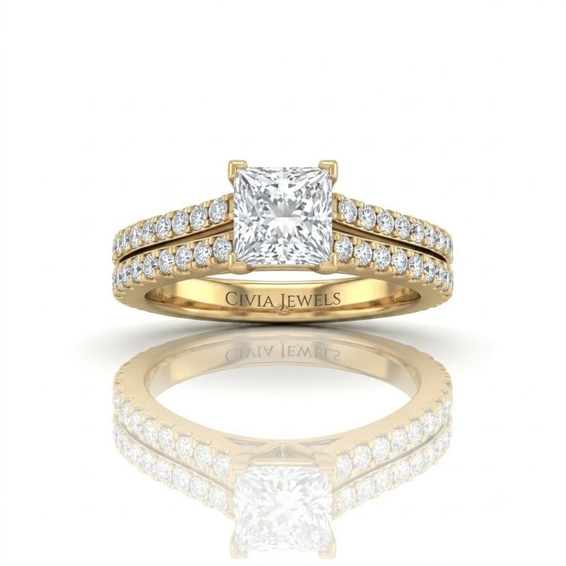 Yellow Gold Valerisse Princess Diamond Engagement Ring