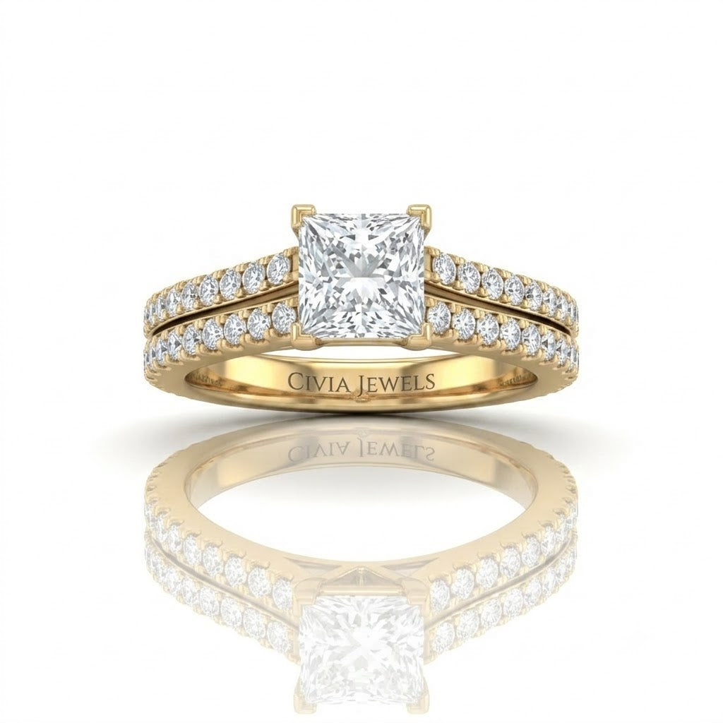 Yellow Gold Valerisse Princess Diamond Engagement Ring