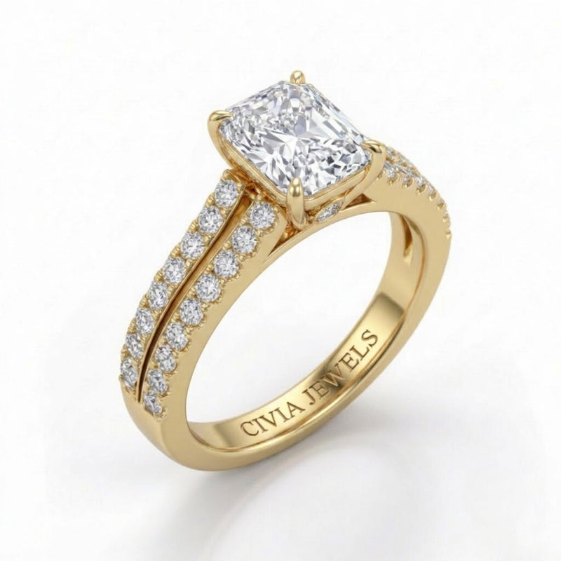Yellow Gold Valerisse Radiant Diamond Engagement Ring