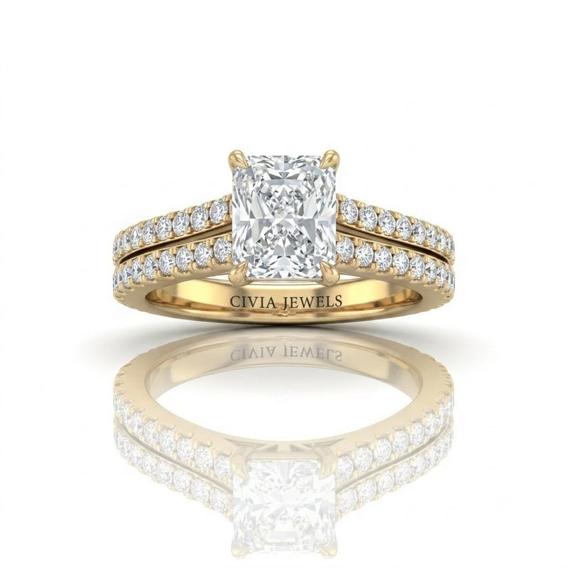 Yellow Gold Valerisse Radiant Diamond Engagement Ring