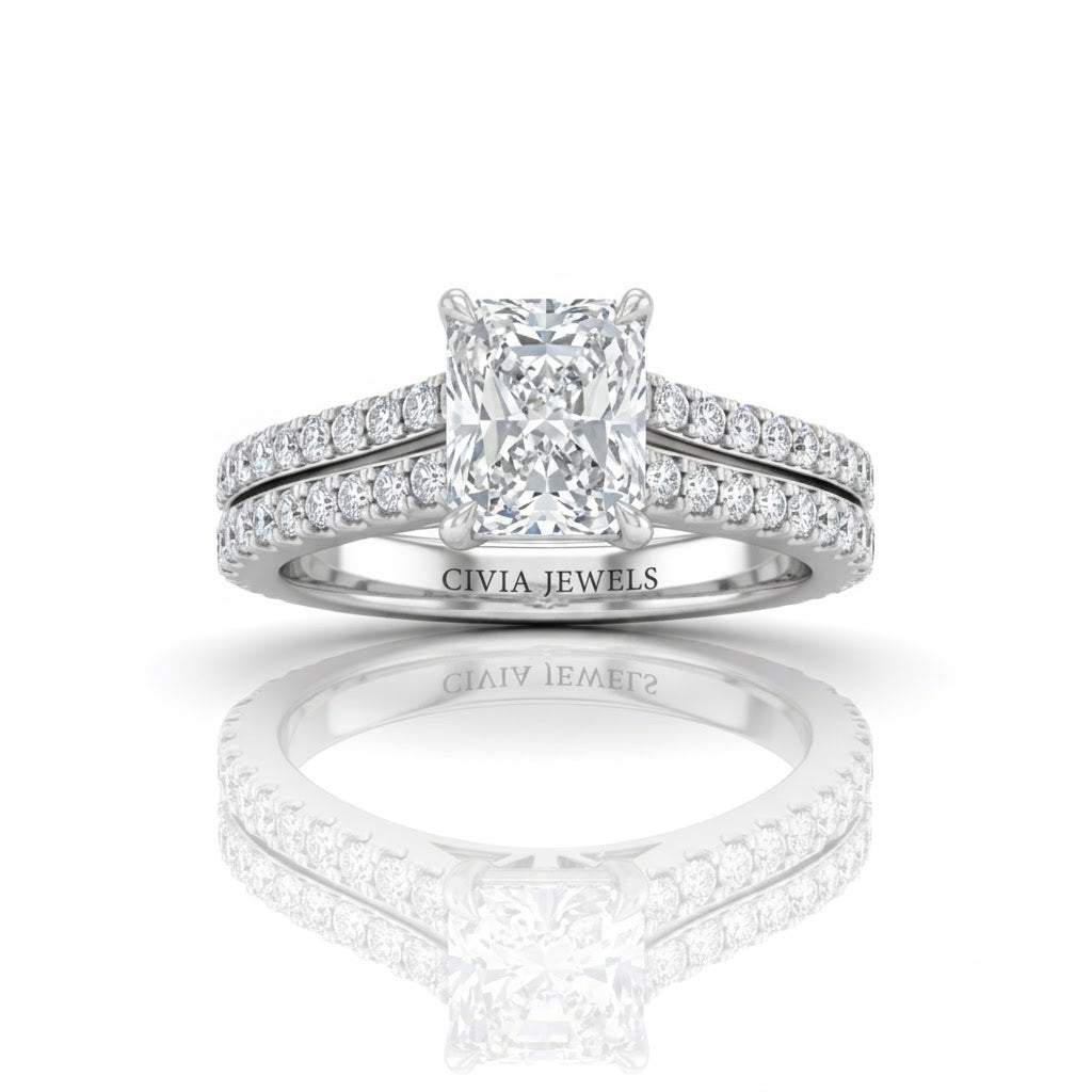 White Gold Valerisse Radiant Diamond Engagement Ring