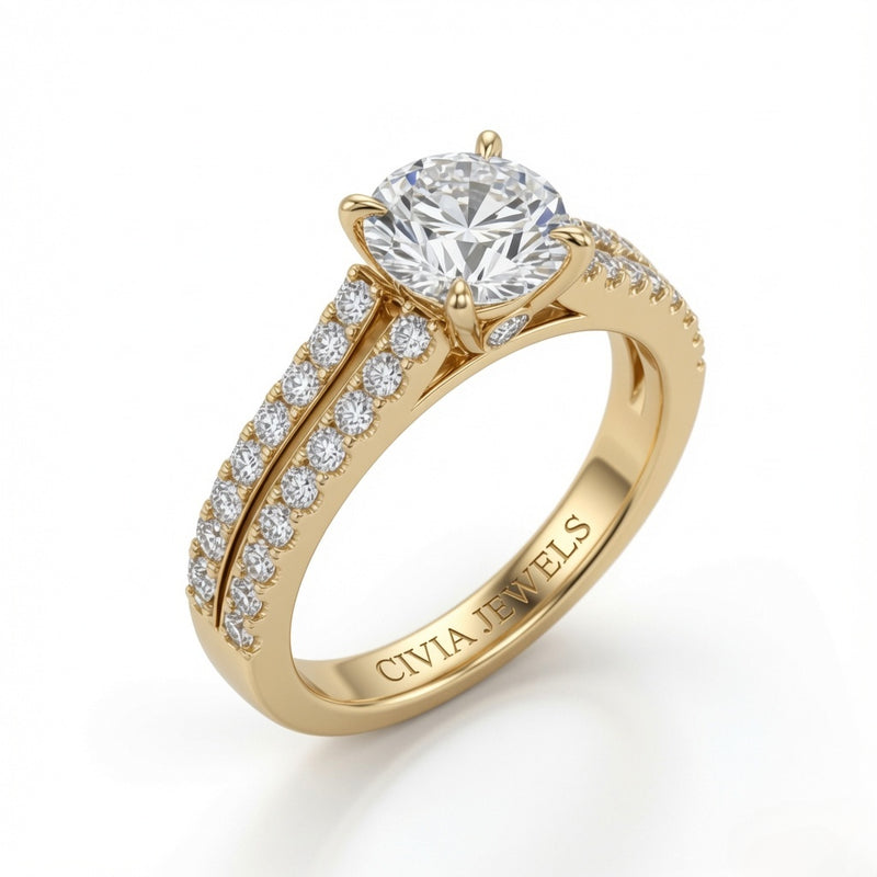 Yellow Gold Valerisse Round Diamond Engagement Ring