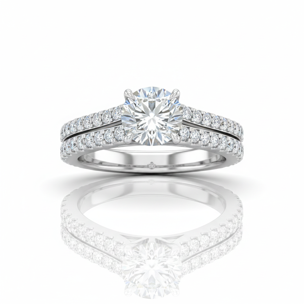 White Gold Valerisse Round Diamond Engagement Ring