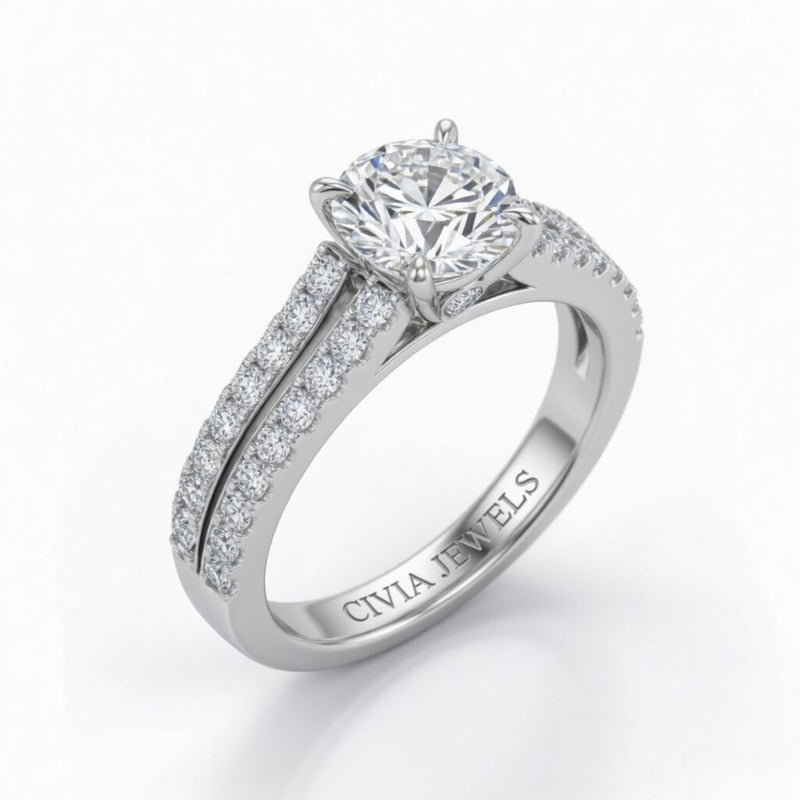 Silver Valerisse Round Diamond Engagement Ring