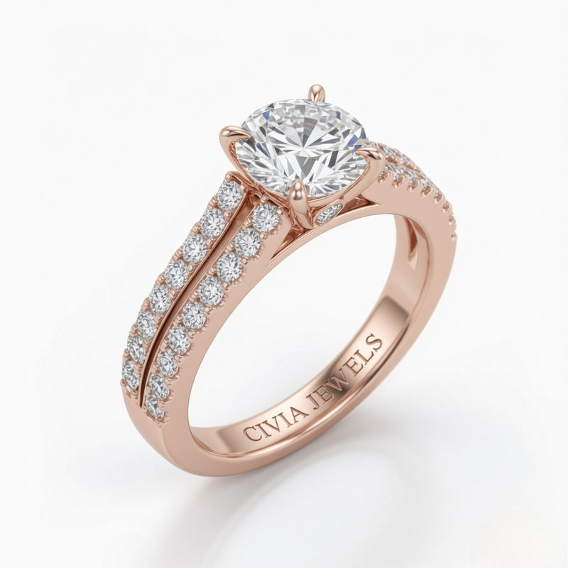 Rose Gold Valerisse Round Diamond Engagement Ring