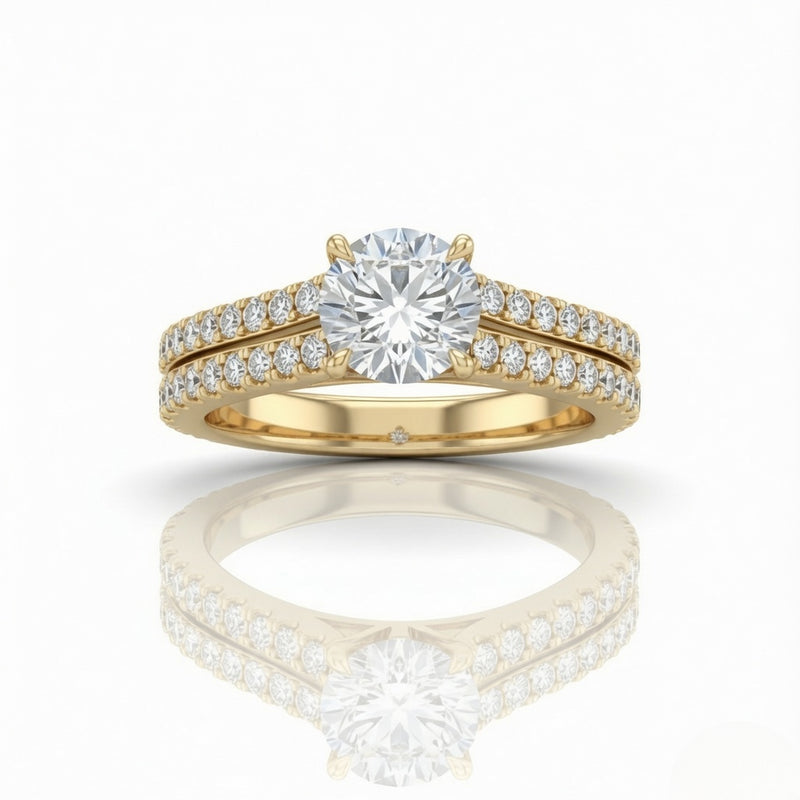 Yellow Gold Valerisse Round Diamond Engagement Ring