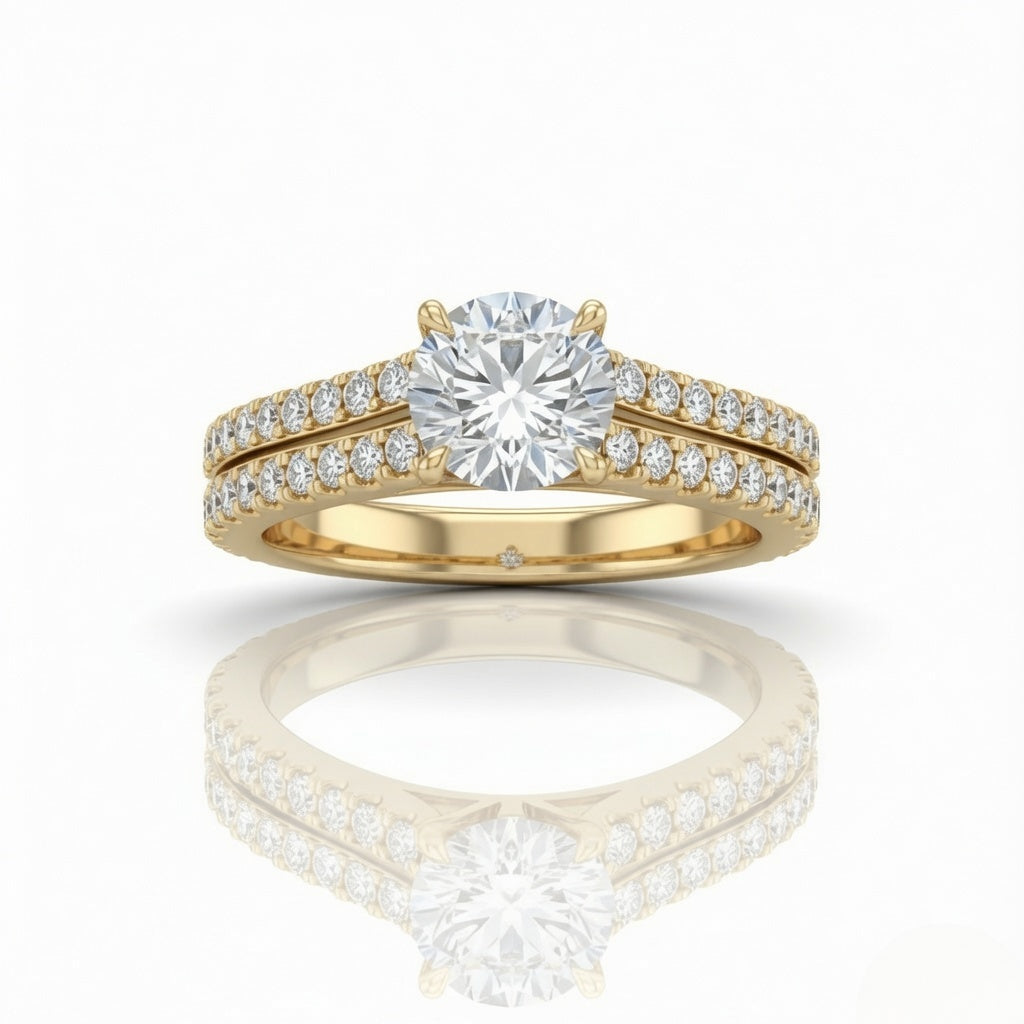 Yellow Gold Valerisse Round Diamond Engagement Ring