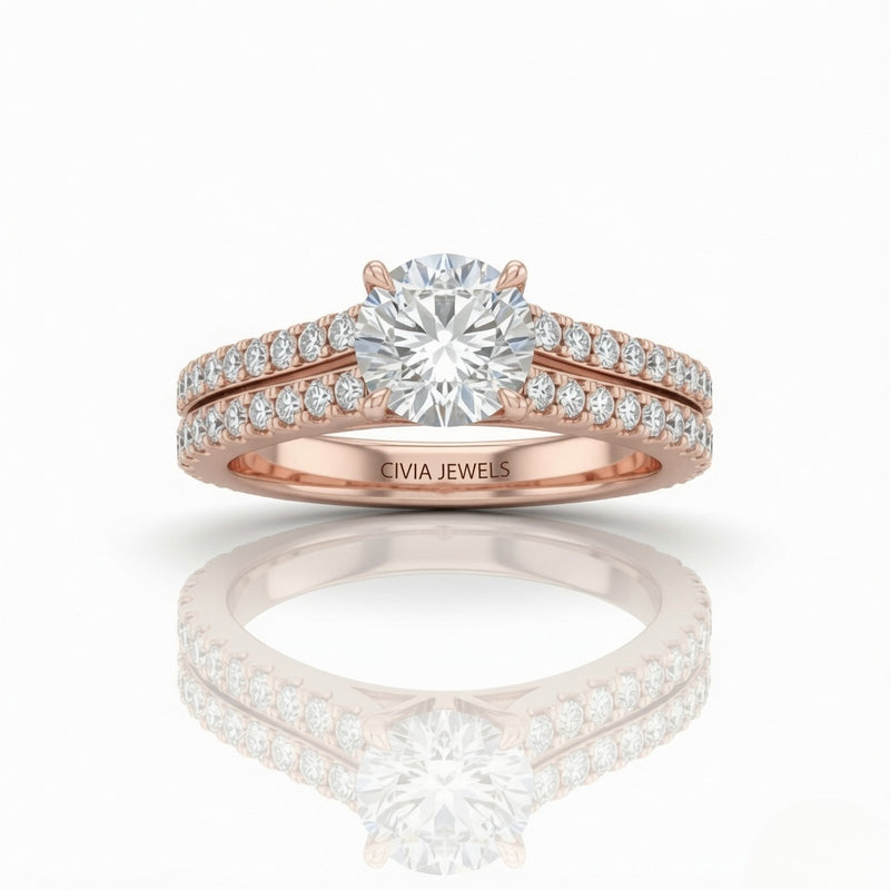 Rose Gold Valerisse Round Diamond Engagement Ring