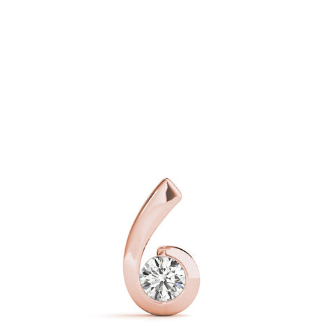 Rose gold Round Diamond Bezel Set Swirl Pendant