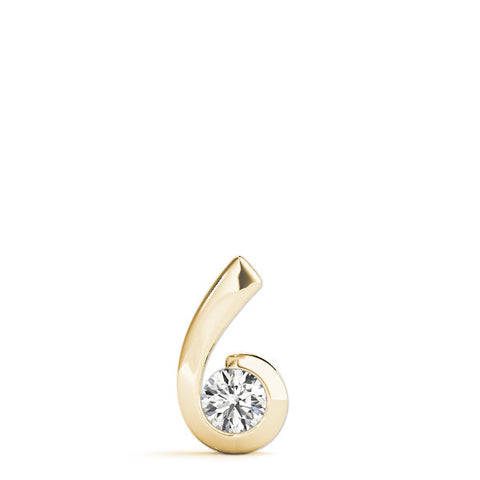 Yellow gold Round Diamond Bezel Set Swirl Pendant