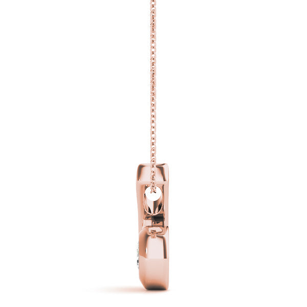 Rose gold Round Diamond Bezel Set Swirl Pendant