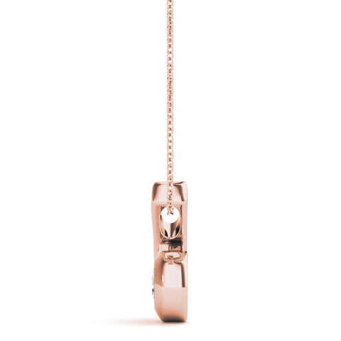 Rose gold Round Diamond Bezel Set Swirl Pendant