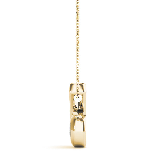 Yellow gold Round Diamond Bezel Set Swirl Pendant