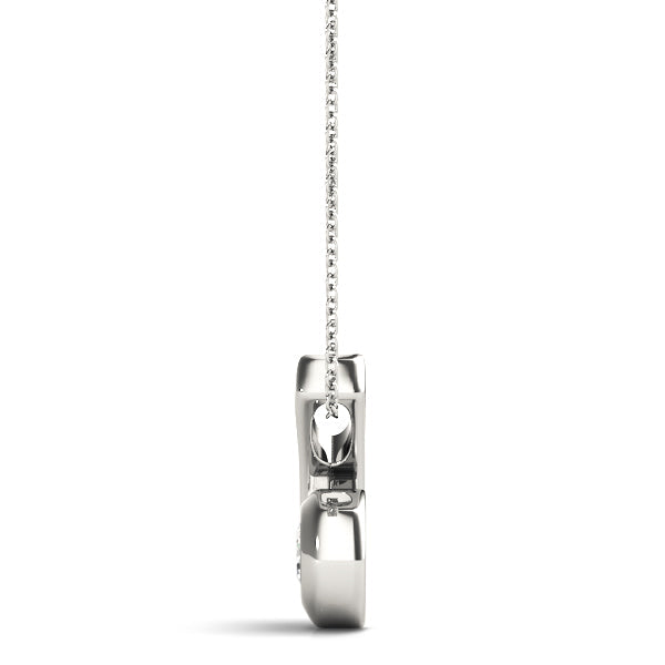 White gold Round Diamond Bezel Set Swirl Pendant