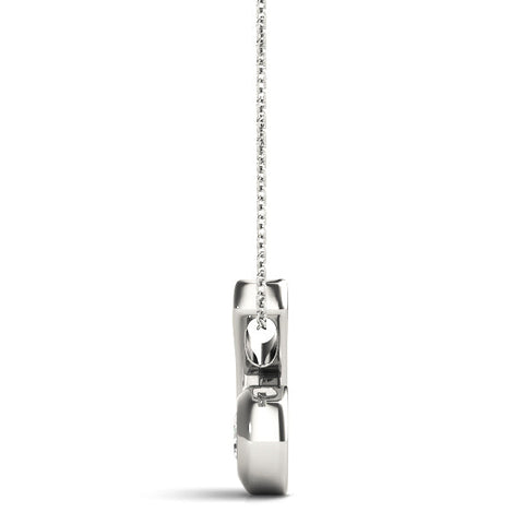 White gold Round Diamond Bezel Set Swirl Pendant