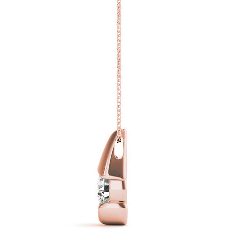 Rose gold Round Diamond Bezel Set Teardrop Pendant