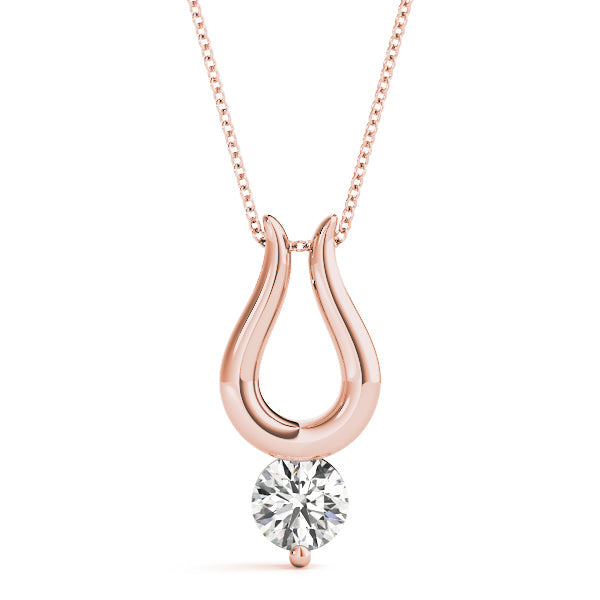 Rose gold Round Solitaire Bezel Set Pendant