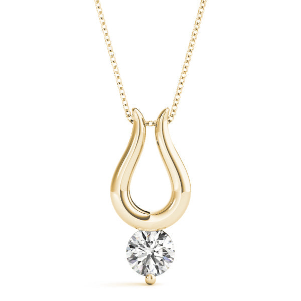 Yellow gold Round Solitaire Bezel Set Pendant