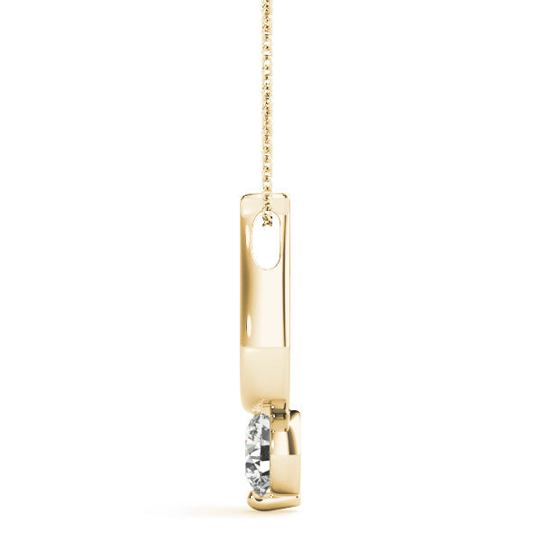 Yellow gold Round Solitaire Bezel Set Pendant