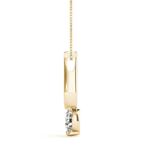 Yellow gold Round Solitaire Bezel Set Pendant