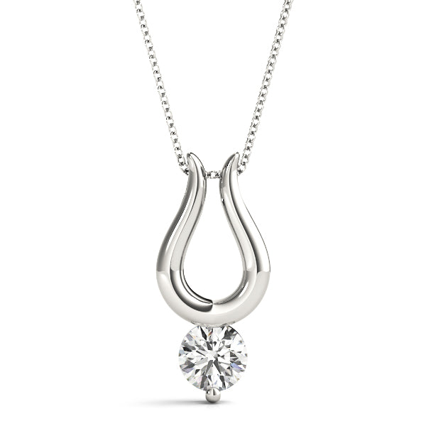White gold Round Solitaire Bezel Set Pendant
