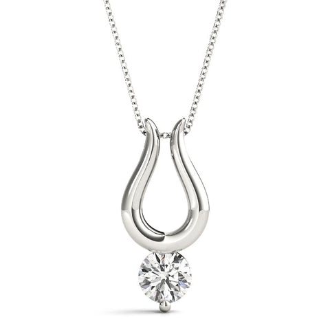 White gold Round Solitaire Bezel Set Pendant