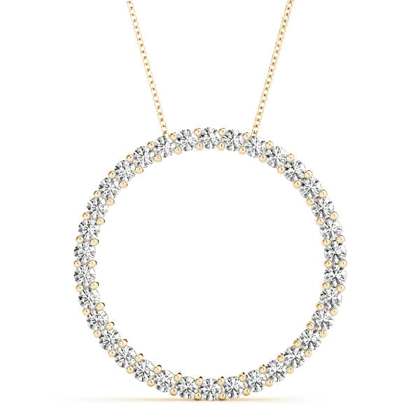 Yellow gold Round Diamond Prong-Set Eternity Pendant