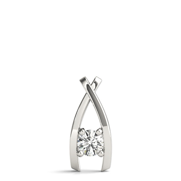 White gold Round Solitaire Prong-Set Pendant