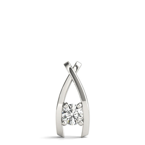 White gold Round Solitaire Prong-Set Pendant