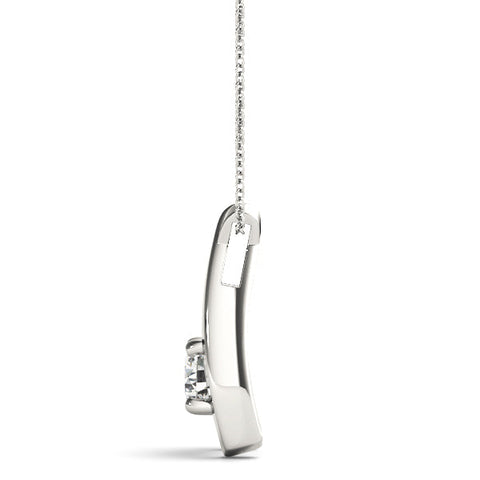 White gold Round Solitaire Prong-Set Pendant
