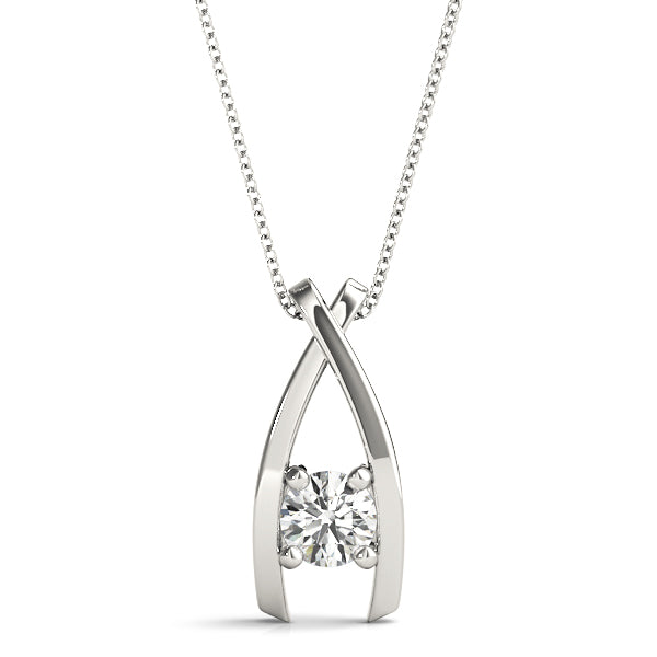 White gold Round Solitaire Prong-Set Pendant