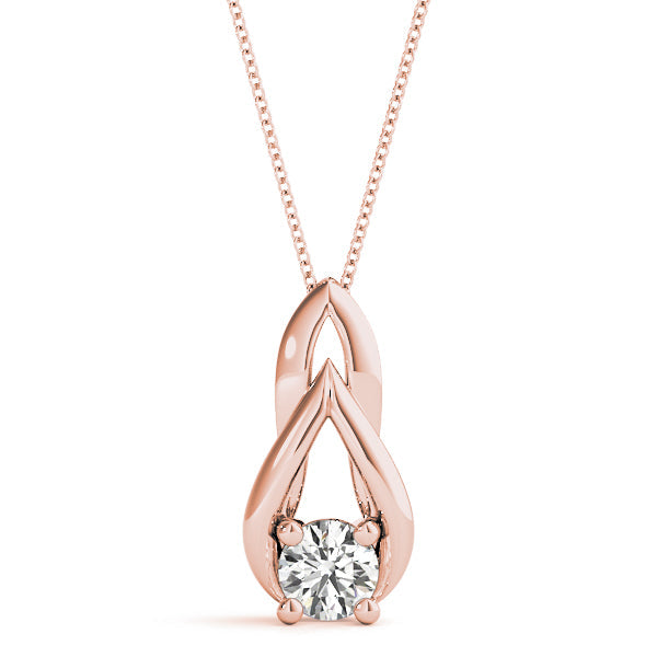 Rose gold Round Solitaire Prong-Set Diamond Pendant