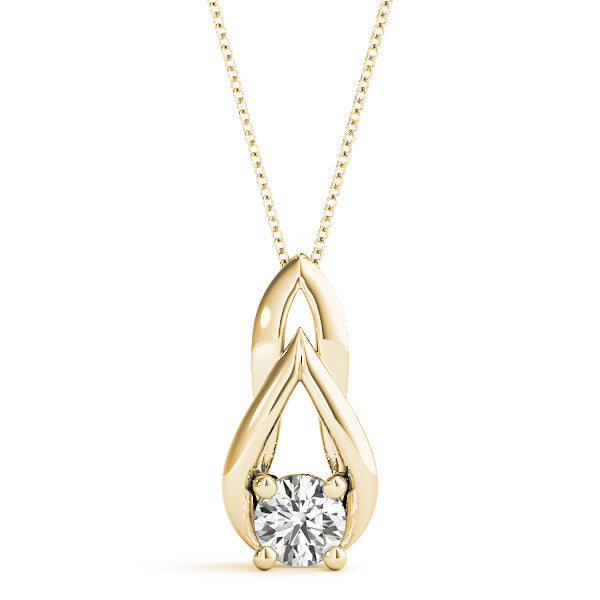 Yellow gold Round Solitaire Prong-Set Diamond Pendant