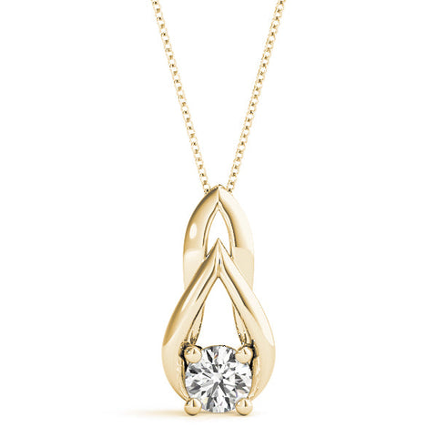 Yellow gold Round Solitaire Prong-Set Diamond Pendant