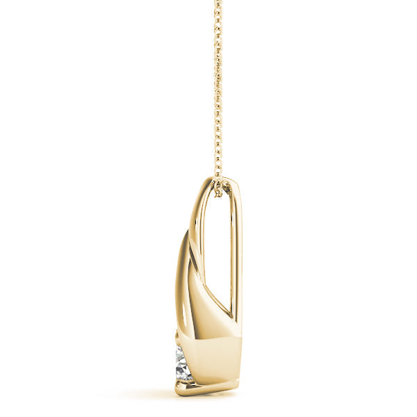 Yellow gold Round Solitaire Prong-Set Diamond Pendant
