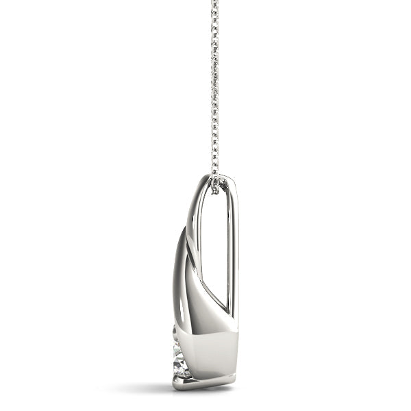 White gold Round Solitaire Prong-Set Diamond Pendant