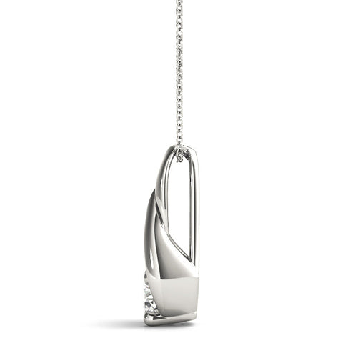 White gold Round Solitaire Prong-Set Diamond Pendant