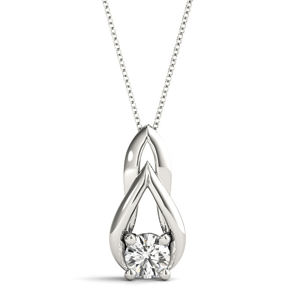 White gold Round Solitaire Prong-Set Diamond Pendant