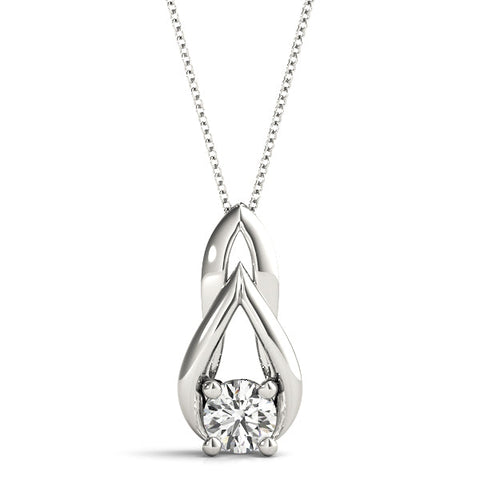 White gold Round Solitaire Prong-Set Diamond Pendant