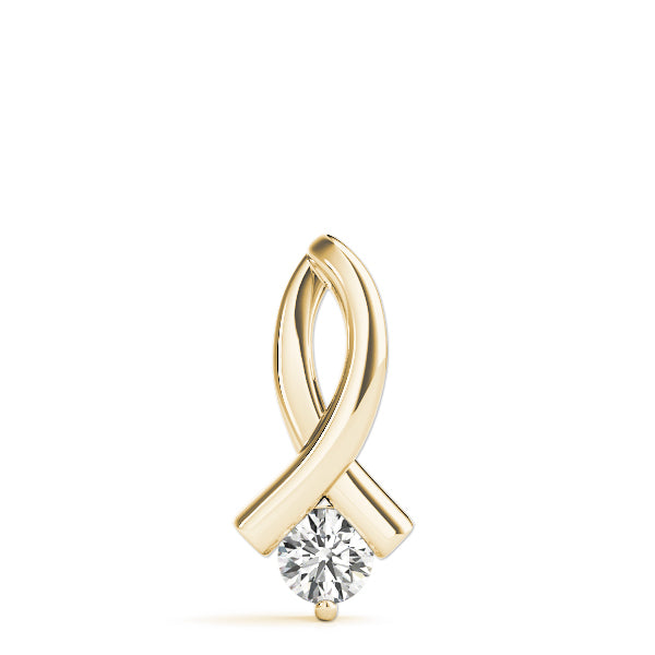 Yellow gold Round Solitaire Diamond Twist Pendant