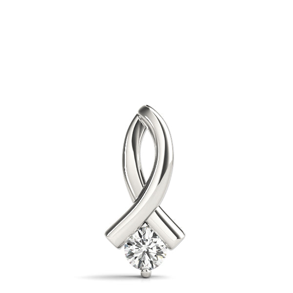 White gold Round Solitaire Diamond Twist Pendant