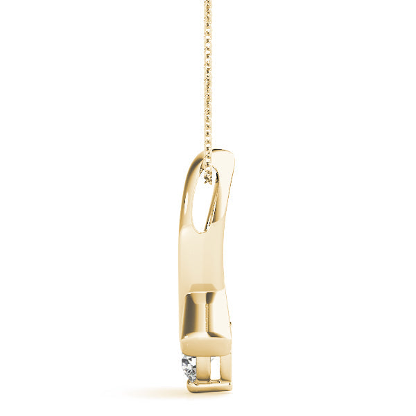 Yellow gold Round Solitaire Diamond Twist Pendant