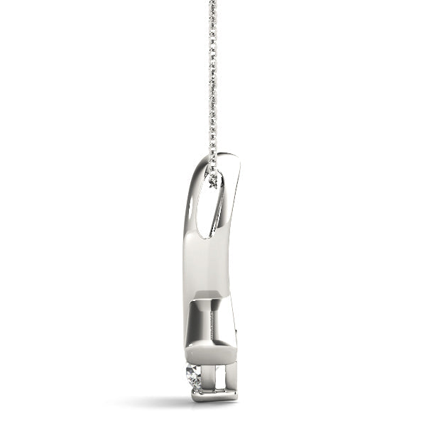 White gold Round Solitaire Diamond Twist Pendant