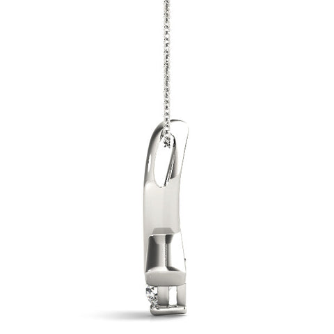 White gold Round Solitaire Diamond Twist Pendant