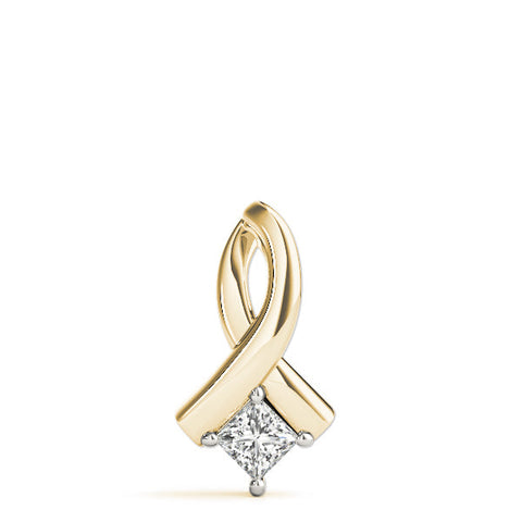 Yellow gold Princess Cut Solitaire Pendant with Twist Prong Setting