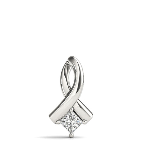 White gold Princess Cut Solitaire Pendant with Twist Prong Setting