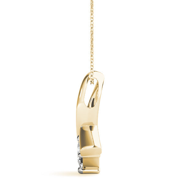 Yellow gold Princess Cut Solitaire Pendant with Twist Prong Setting